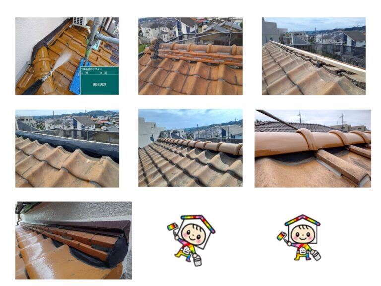 屋根は瓦の漆喰劣化や棟押さえ廻りに入り込んだ水が抜けない状態で雨漏りの危険がありました。そのため棟の積み替え工事を行い、安全な状態に復旧しました。このように瓦屋根でもメンテナンスや確認箇所は明確にありますのでずっと放置されることがないよう気に掛けてください。