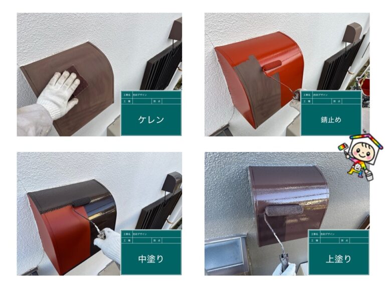 換気扇はケレン後、二回塗装しています。