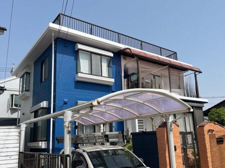 北本市本宿｜外壁塗装｜Ｈ様邸｜クールホワイト・ブルーアッシュ仕上げ