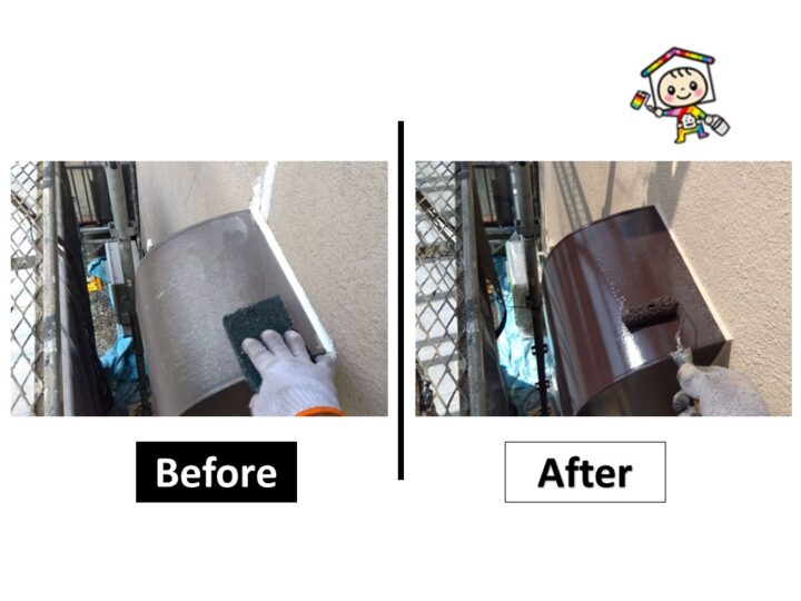 ケレン後に錆止めを入れて錆を防いでから2回塗装をして仕上りです