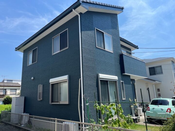 嵐山町川島｜外壁塗装・防水工事K様｜ネイビー