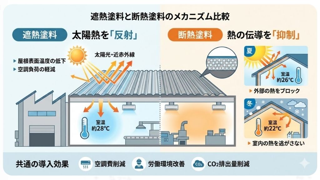 遮熱塗料と断熱塗料の違いとメカニズム