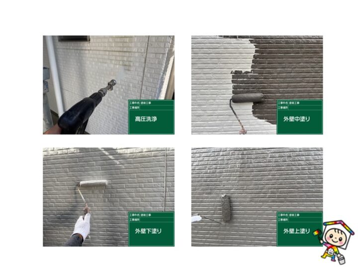 高圧洗浄をしっかりと行い、メーカー規定の3回塗りで技術と知識を持って仕上げました。